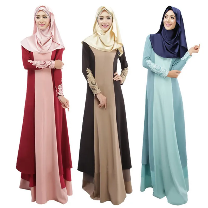Фото Контрастная мусульманская одежда мусульманское турецкое платье женские
