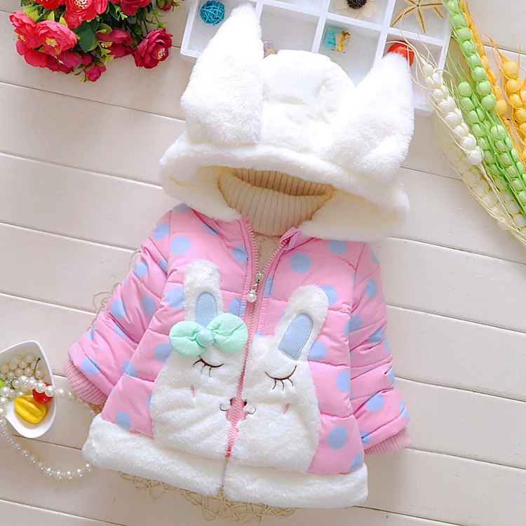 Пальто для маленьких девочек новорожденных зима теплая милая детская верхняя