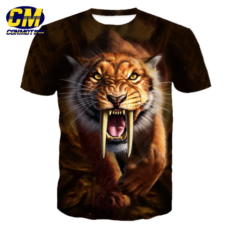Roaring Saber-toothed Tiger Print Fashion T-shirt Men's Casual Short Sleeve Tshirts EUR Size
Roaring Saber-toothed Tiger Print Fashion T-shirt Men's Casual Short Sleeve Tshirts EUR Size