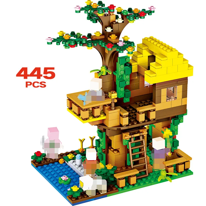 

445pcs Toys For Children My World Brinquedo Bricks Classic Compatible Legoingly Minecrafted Jungle Tree House Building Blocks