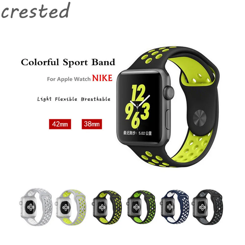 CRESTED Silicone sport band strap for apple watch 42mm/38 bracelet Silicone watchband With Adapter for iwatch 1/2/3
CRESTED Silicone sport band strap for apple watch 42mm/38 bracelet Silicone watchband With Adapter for iwatch 1/2/3