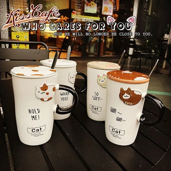 Creative Cartoon Cat Ceramic Coffee Tea Cup Heat-Resistant Embossed Cute Animal Milk Mug 450ml With Lid Handle Spoon Office Gift
Creative Cartoon Cat Ceramic Coffee Tea Cup Heat-Resistant Embossed Cute Animal Milk Mug 450ml With Lid Handle Spoon Office Gift