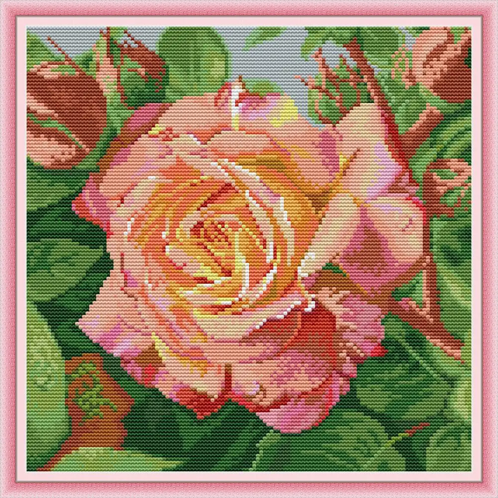 NKF Pink Rose Cross Stitch Kit 11CT14CT Chinese Embroidery Needlework Set Cross Stitch Pattern for Home Decor
NKF Pink Rose Cross Stitch Kit 11CT14CT Chinese Embroidery Needlework Set Cross Stitch Pattern for Home Decor