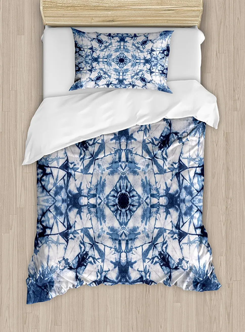 Duvet Cover Set , Old Fashion Kaleidoscope Loose Unfold Motley Pattern with Inner Outer Layers, 4 Piece Bedding Set