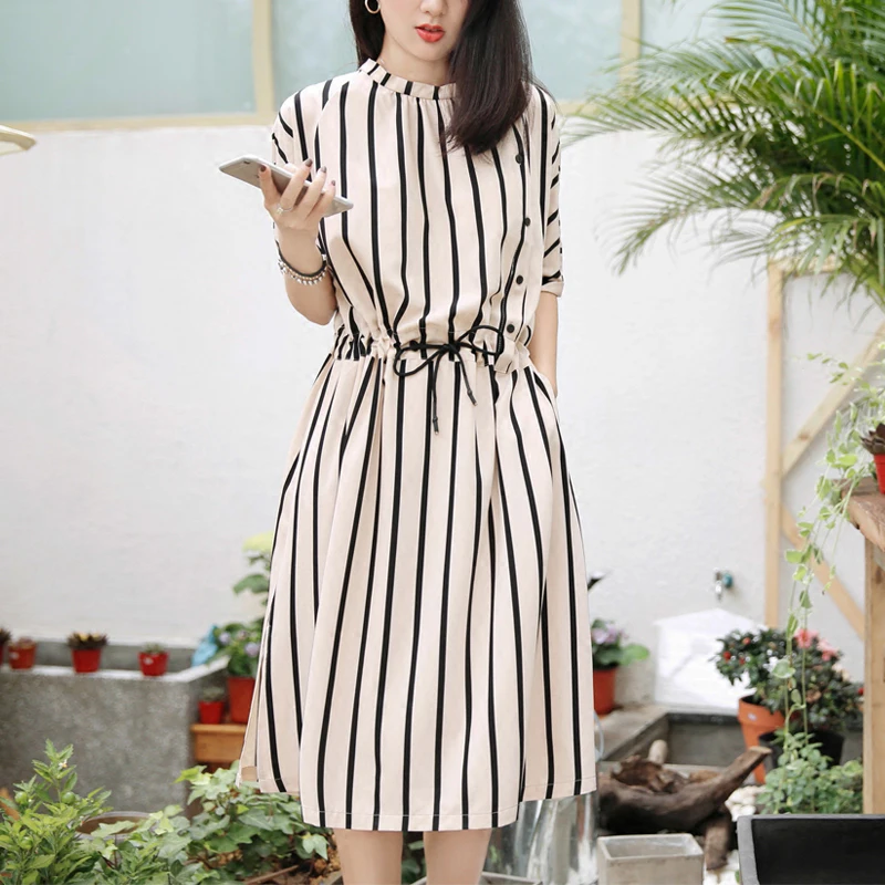 2018 New Summer Women dress Striped Slim Popular Long Carefully Dresses Black Apricot 7367
2018 New Summer Women dress Striped Slim Popular Long Carefully Dresses Black Apricot 7367