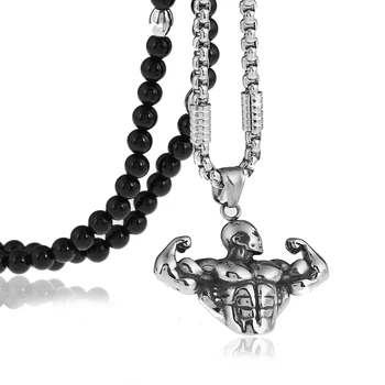 Muscle Men Sport Gym Fitness Bodybuilding Pendant Necklaces with Black Natural Stone Beaded Necklace 27inches
Muscle Men Sport Gym Fitness Bodybuilding Pendant Necklaces with Black Natural Stone Beaded Necklace 27inches