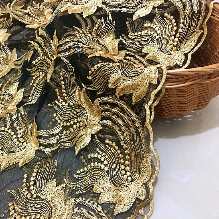 High quality Mesh lace fabric 3D gold flower embroidery fabric Transparent mesh fabric for dress DIY patchwork
High quality Mesh lace fabric 3D gold flower embroidery fabric Transparent mesh fabric for dress DIY patchwork