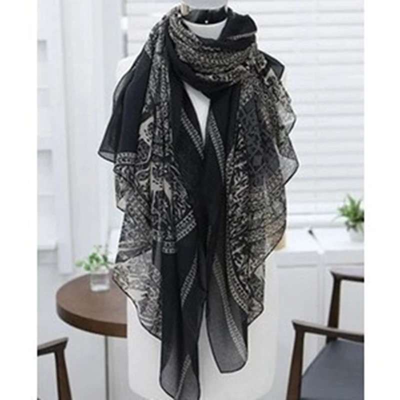 Autumn Winter New Totem Scarves Large Super Long Thin and Light Voile Silk Shawl Scarf Small Black Deer Print Women Outdoor Wrap
Autumn Winter New Totem Scarves Large Super Long Thin and Light Voile Silk Shawl Scarf Small Black Deer Print Women Outdoor Wrap