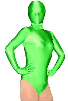 

(TB-YYJSY)Green Shiny Lycra Spandex Tights Unisex Fetish Zentai Leotard Catsuit