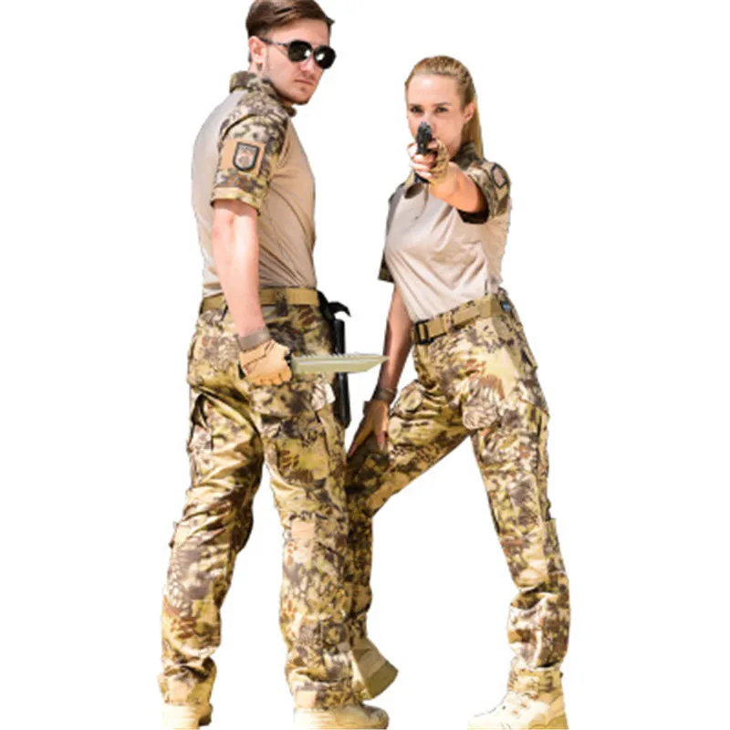 Military fans Python pattern Camo Print Sets short sleeve T-Shirts Long Trousers Russia Army Men Tactical Green Outdoor Suits
Military fans Python pattern Camo Print Sets short sleeve T-Shirts Long Trousers Russia Army Men Tactical Green Outdoor Suits