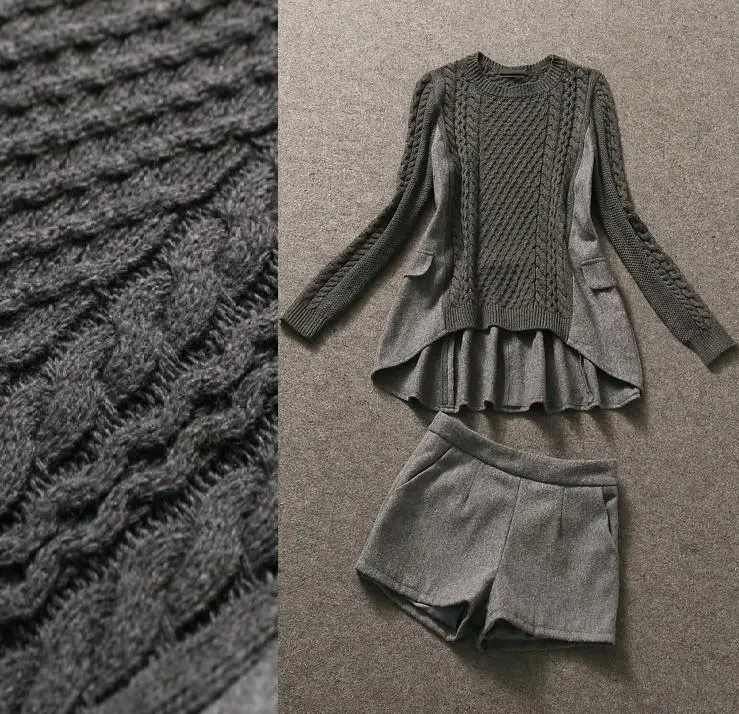High Quality New 2019 Spring Autumn Fashion Women Knitted Wool Patchwork Long Sleeve Sweaters+Wool Short Pant Set Suit Clothing
High Quality New 2019 Spring Autumn Fashion Women Knitted Wool Patchwork Long Sleeve Sweaters+Wool Short Pant Set Suit Clothing