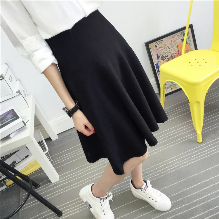 Autumn Winter Knitted Solid Midi Skirt OG0701 Autumn Winter Knitted Solid Midi Skirt OG0701