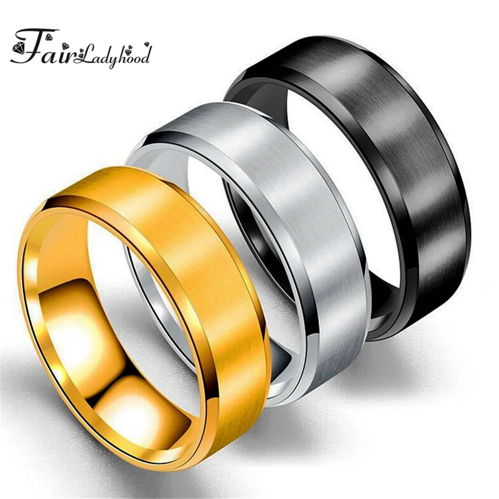 FairLadyHood Simple 8mm Frosted High Quality Titanium Stainless Steel Rings Black For Men Gold Silver Color Rings anillos
FairLadyHood Simple 8mm Frosted High Quality Titanium Stainless Steel Rings Black For Men Gold Silver Color Rings anillos