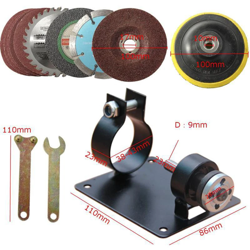 15pcs Hand Cutting Drill Seat Stand Polishing Grinding Seat Stand Holder Set Fix Machine Bracket Polish Pad Wrench Set