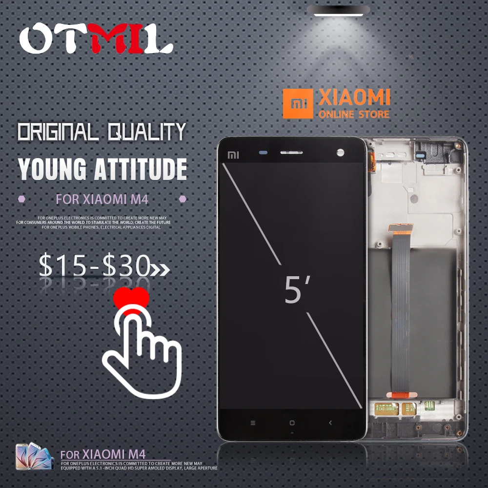 5.0"Original LCD Display For XIAOMI Mi 4 LCD Touch Screen with Frame Digitizer for XIAOMI Mi 4 Display #1
5.0"Original LCD Display For XIAOMI Mi 4 LCD Touch Screen with Frame Digitizer for XIAOMI Mi 4 Display #1