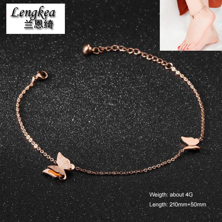 Lengkea jewery,women's rose gold bracelet link chain,316L stainless steel,butterfly ankle chain ladies girls summer accessories
Lengkea jewery,women's rose gold bracelet link chain,316L stainless steel,butterfly ankle chain ladies girls summer accessories