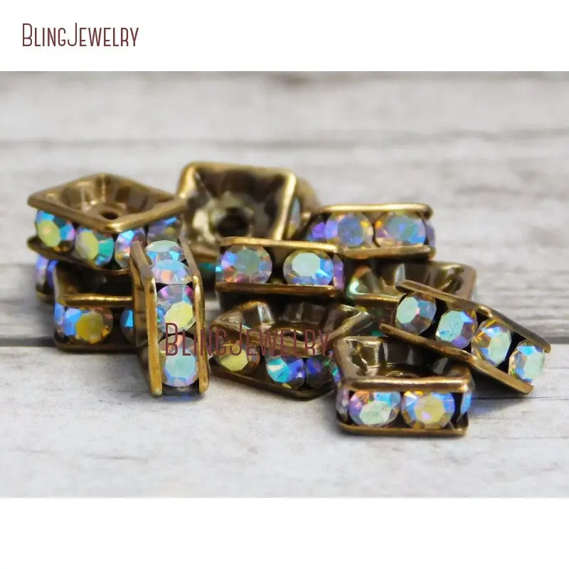 AB Aura Rhinestone Squaredelles Bronze Square Rondelle Spacer Beads For Jewelry Making Copper Findings FC26877
AB Aura Rhinestone Squaredelles Bronze Square Rondelle Spacer Beads For Jewelry Making Copper Findings FC26877