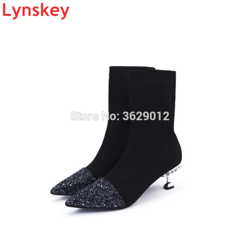 Fashion Glitter Elastic Ankle Boots High Heels Stretch Women Autumn Sexy Booties Pointed Toe Women Pump 35-40
Fashion Glitter Elastic Ankle Boots High Heels Stretch Women Autumn Sexy Booties Pointed Toe Women Pump 35-40