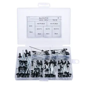 120Pcs/set M2.4 M3.0 M3.2 M4 Black Aluminium Blind Rivets Nail Decoration Pop Rivets For Furniture Assortment Kit
120Pcs/set M2.4 M3.0 M3.2 M4 Black Aluminium Blind Rivets Nail Decoration Pop Rivets For Furniture Assortment Kit