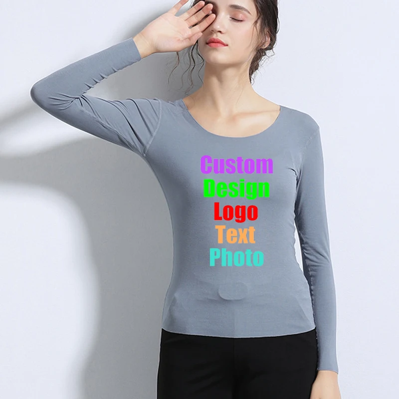 Long Sleeve Autumn V O Neck Custom Loog Photo Text Printed Women T shirt High Elastic Slim Female Sexy tops Basic Lady Tees
Long Sleeve Autumn V O Neck Custom Loog Photo Text Printed Women T shirt High Elastic Slim Female Sexy tops Basic Lady Tees