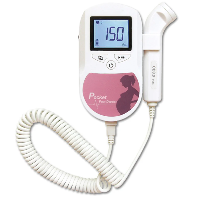 

FDA US Prenatal Fetal Doppler Baby Heart Beat Monitor, 3mhz probe+gel CONTEC BABYSOUND C pink /blue 3MHZ probe