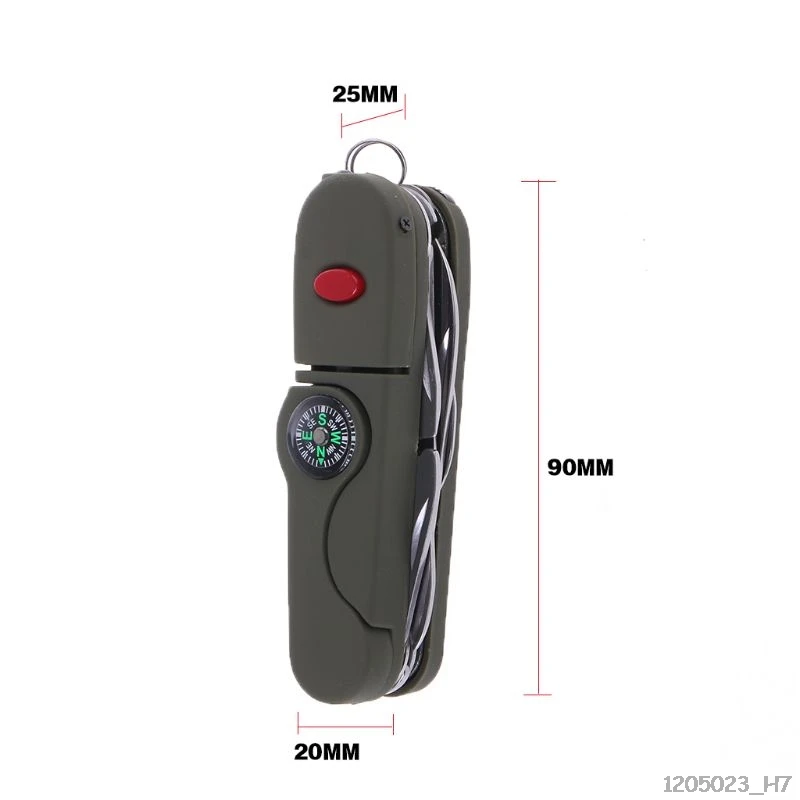 13 in 1 Multifunction Outdoor Camping Survival EDC Pockets Tool with LED Light Compass Swiss Folding Knife Stainless Steel Army
13 in 1 Multifunction Outdoor Camping Survival EDC Pockets Tool with LED Light Compass Swiss Folding Knife Stainless Steel Army