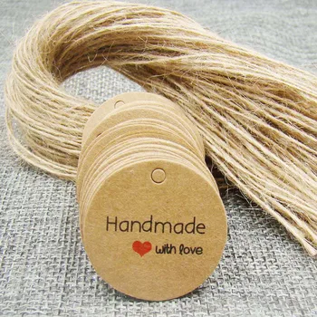 3cm circle kraft Hand made with love Gift tags with hemp string DIY Kraft Paper Garment hang Tags label 300PCSTags+300PCS String
3cm circle kraft Hand made with love Gift tags with hemp string DIY Kraft Paper Garment hang Tags label 300PCSTags+300PCS String