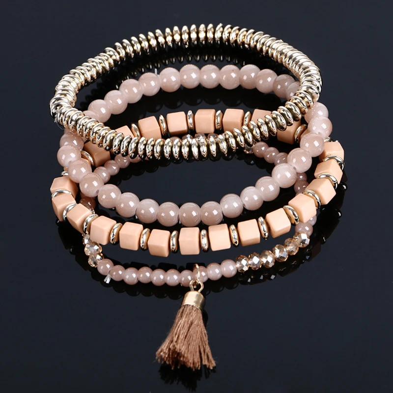 New Arrival Bohemian Multilayer Bracelet Champagne Acrylic Beads Rhinestone Elastic Cuff Bracelet For Women
New Arrival Bohemian Multilayer Bracelet Champagne Acrylic Beads Rhinestone Elastic Cuff Bracelet For Women