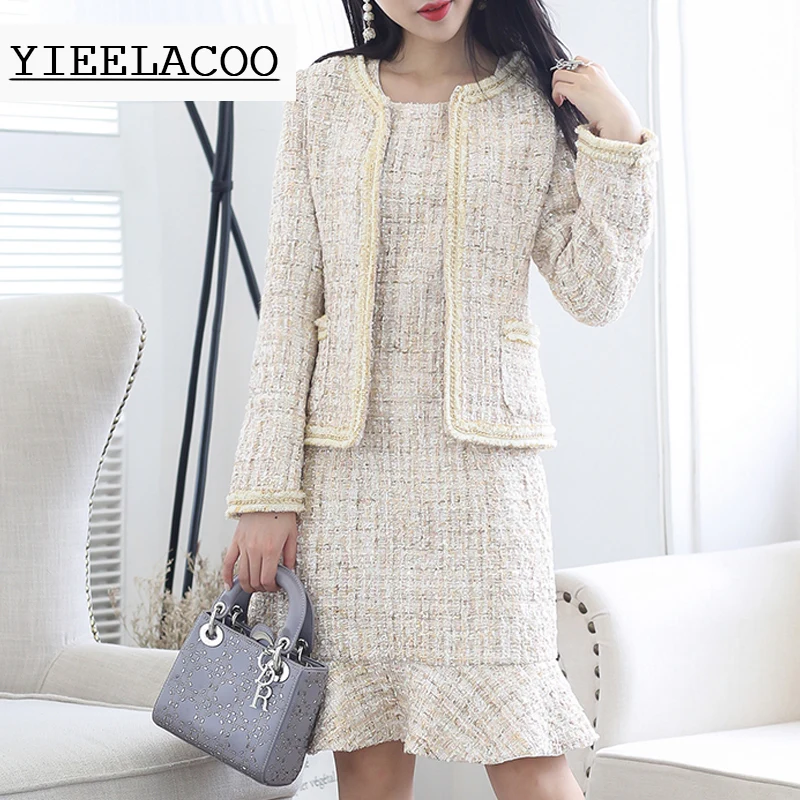 Khaki tweed jacket + sleeveless dress suit sequined fabric custom autumn / winter women's jacket ladies 2-piece dress suit
Khaki tweed jacket + sleeveless dress suit sequined fabric custom autumn / winter women's jacket ladies 2-piece dress suit