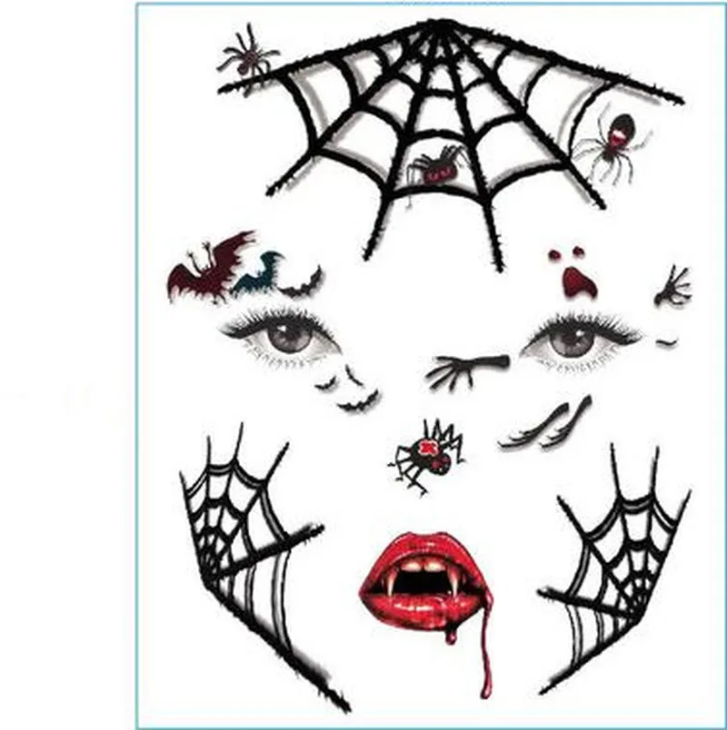 Halloween Temporary Face Art Waterproof Mask Sugar Skull spider Tattoo Beauty Sticker Water Transfer Party Decoration Accessorie
Halloween Temporary Face Art Waterproof Mask Sugar Skull spider Tattoo Beauty Sticker Water Transfer Party Decoration Accessorie