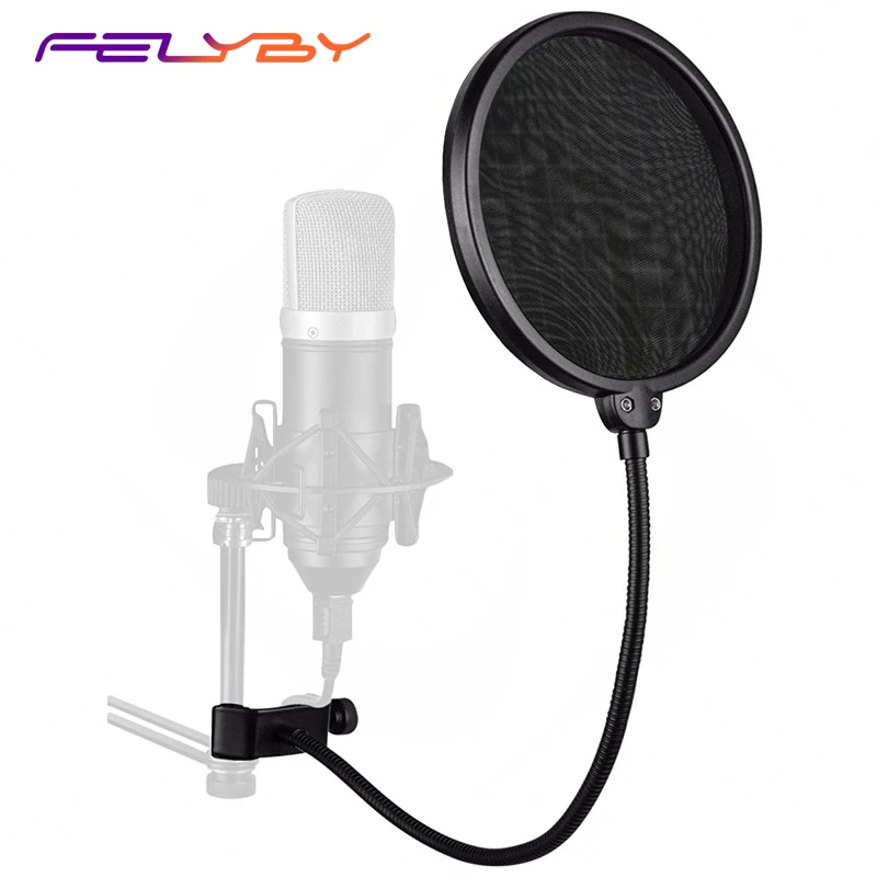 FELYBY Microphone Pop Filter For BM800 and Any Other Microphone Dual Layered Wind Pop Screen With Flexible 360° Gooseneck Clip
FELYBY Microphone Pop Filter For BM800 and Any Other Microphone Dual Layered Wind Pop Screen With Flexible 360° Gooseneck Clip