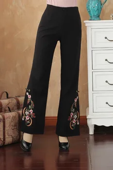 High Quality Black Women Embroidery Pant Autumn Winter Full Length Pants Flare Trousers Flower Oversize M-4XL 2513-1
High Quality Black Women Embroidery Pant Autumn Winter Full Length Pants Flare Trousers Flower Oversize M-4XL 2513-1