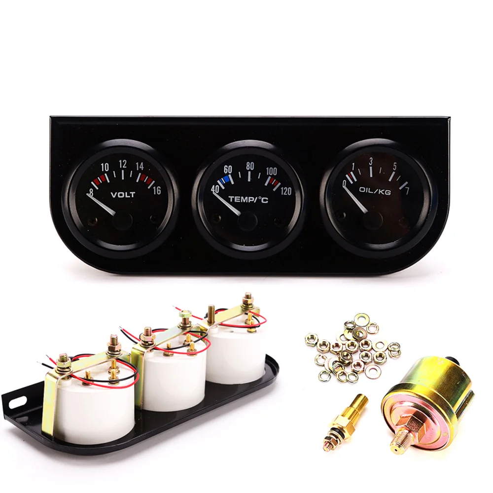 52MM 12V Triple Kit Water Temp Temperature Oil Pressure Voltage Gauge Meter with Sensor for Car
52MM 12V Triple Kit Water Temp Temperature Oil Pressure Voltage Gauge Meter with Sensor for Car