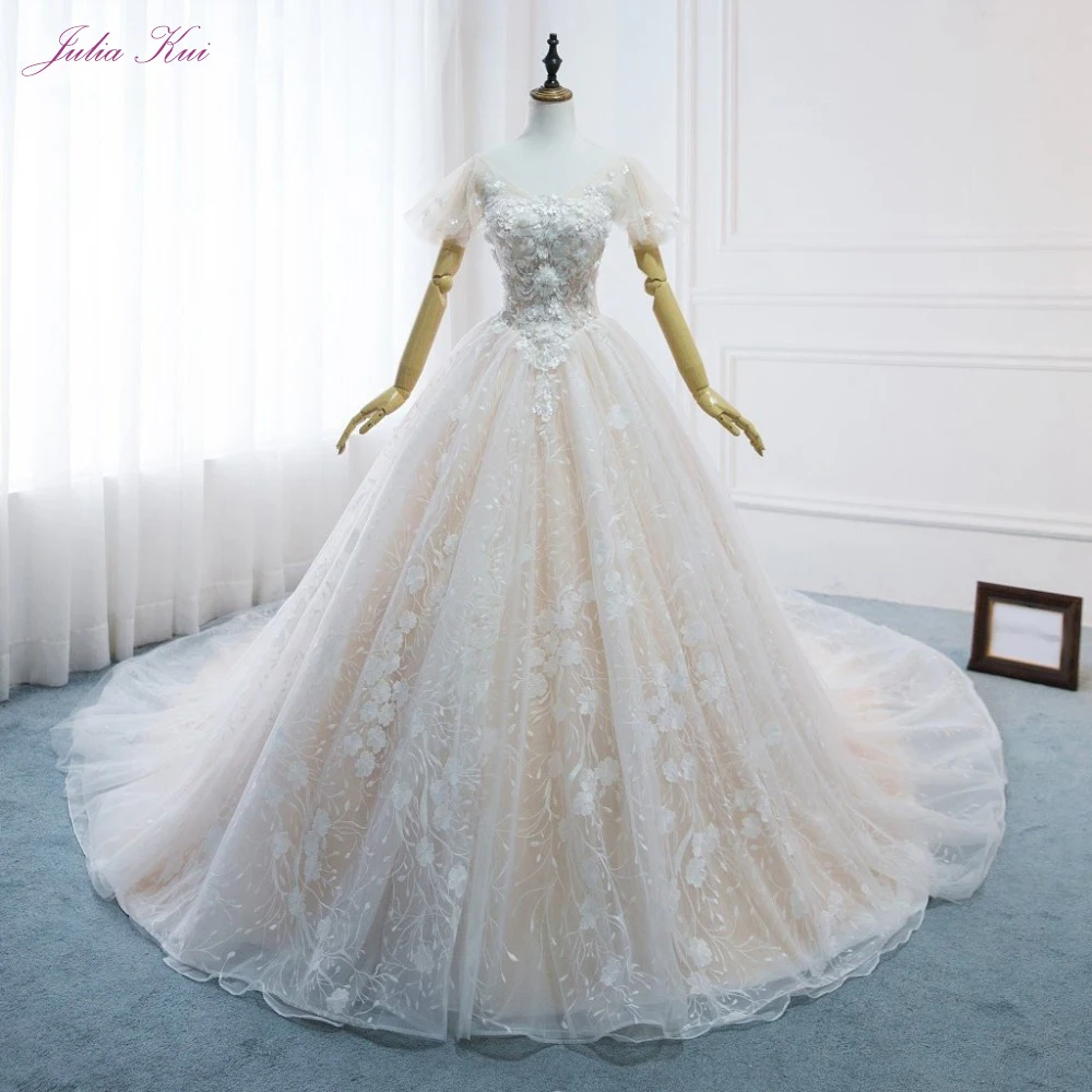 Julia Kui Champagne Satin Color Of A Line Wedding Dress With Chapel Train Short Sleeve Wedding Gown
Julia Kui Champagne Satin Color Of A Line Wedding Dress With Chapel Train Short Sleeve Wedding Gown