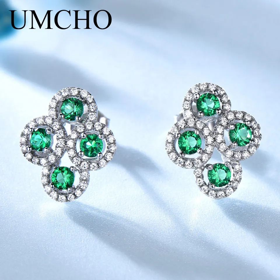 UMCHO Luxury Real 925 Sterling Silver Jewelry Created Russian Emerald Classic Stud Earrings For Women Elegant Mother's Day Gifts
UMCHO Luxury Real 925 Sterling Silver Jewelry Created Russian Emerald Classic Stud Earrings For Women Elegant Mother's Day Gifts