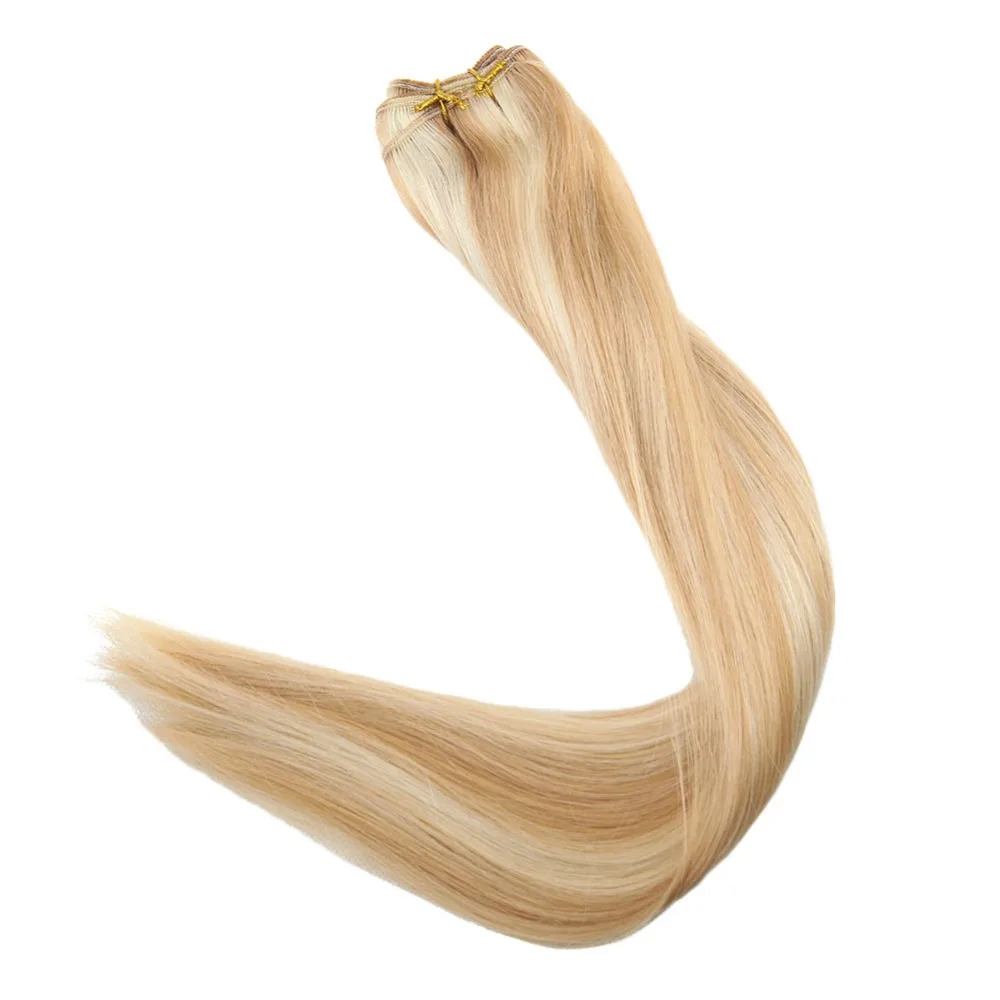 

Full Shine Hair Bundles Hair Weft Extensions 100g Sew Ribbon Hair Piano Color #27 and #613 Blonde 100% Machine Made Remy Hair