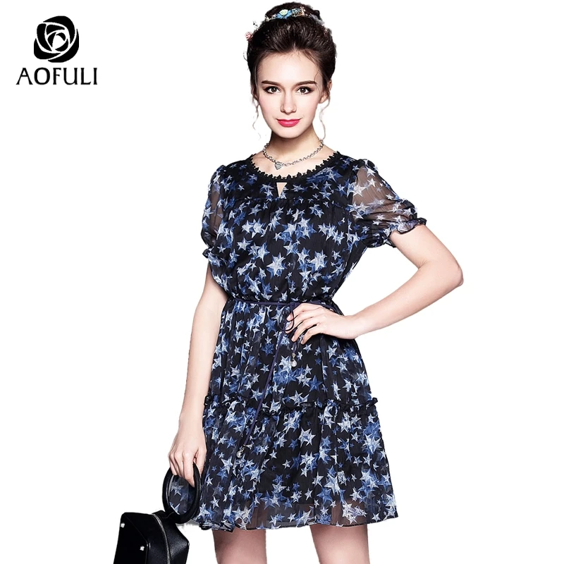 size-S-M Women Stars Printed Summer Dresses Brand Short Sleeve Blue A-Line Casual Dress with Belt B5080
size-S-M Women Stars Printed Summer Dresses Brand Short Sleeve Blue A-Line Casual Dress with Belt B5080