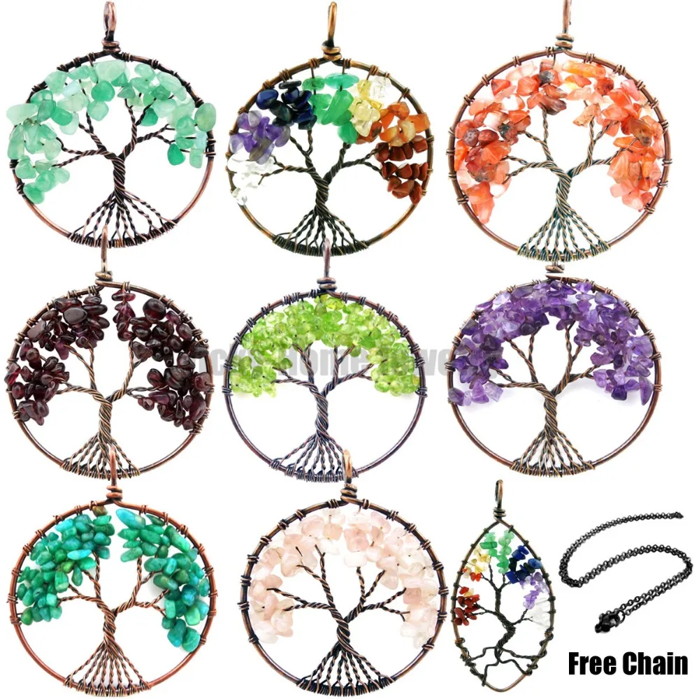 (Free Chain) Chakra Stone Chips Beads Tumbled Stone Wire Wrap Tree Of Life Healing Chakra Pendant
(Free Chain) Chakra Stone Chips Beads Tumbled Stone Wire Wrap Tree Of Life Healing Chakra Pendant