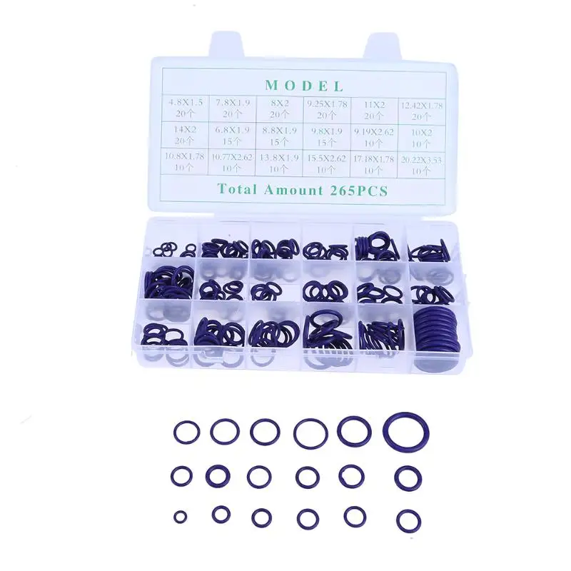 265Pcs/Box 18 Size Car Auto HNBR Air Conditioning Rubber O Ring Assortment Kit Automobiles Sealing Ring Set with Plastic Case
265Pcs/Box 18 Size Car Auto HNBR Air Conditioning Rubber O Ring Assortment Kit Automobiles Sealing Ring Set with Plastic Case