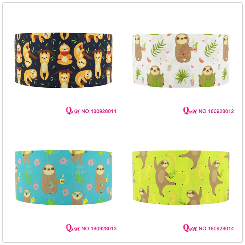 Q&N ribbon 16mm 22mm 25mm 38mm 50mm 75mm sloth bear and deer printed grosgrain/FOE ribbon webbing 50yards/roll for headband
Q&N ribbon 16mm 22mm 25mm 38mm 50mm 75mm sloth bear and deer printed grosgrain/FOE ribbon webbing 50yards/roll for headband