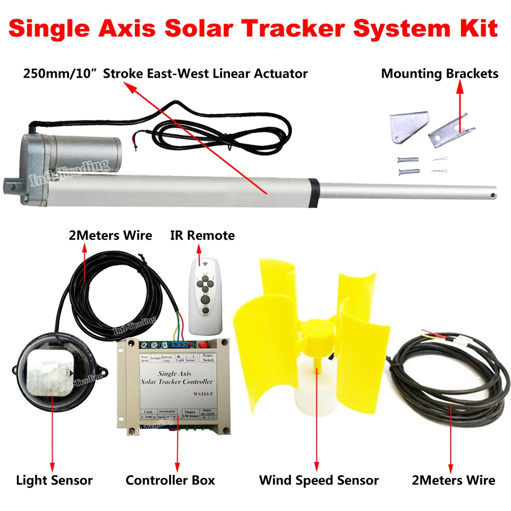 1500N 10" Linear Actuator 12V DC Motor +Controller +Wind Speed Sensor for DIY Single Axis Solar Panel Tracking Sunlight Tracker
1500N 10" Linear Actuator 12V DC Motor +Controller +Wind Speed Sensor for DIY Single Axis Solar Panel Tracking Sunlight Tracker
