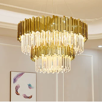 New arrival post-modern crystal stainless steel chandelier gold hanging lighting fixtures led lustres indoor lights chandeliers
New arrival post-modern crystal stainless steel chandelier gold hanging lighting fixtures led lustres indoor lights chandeliers