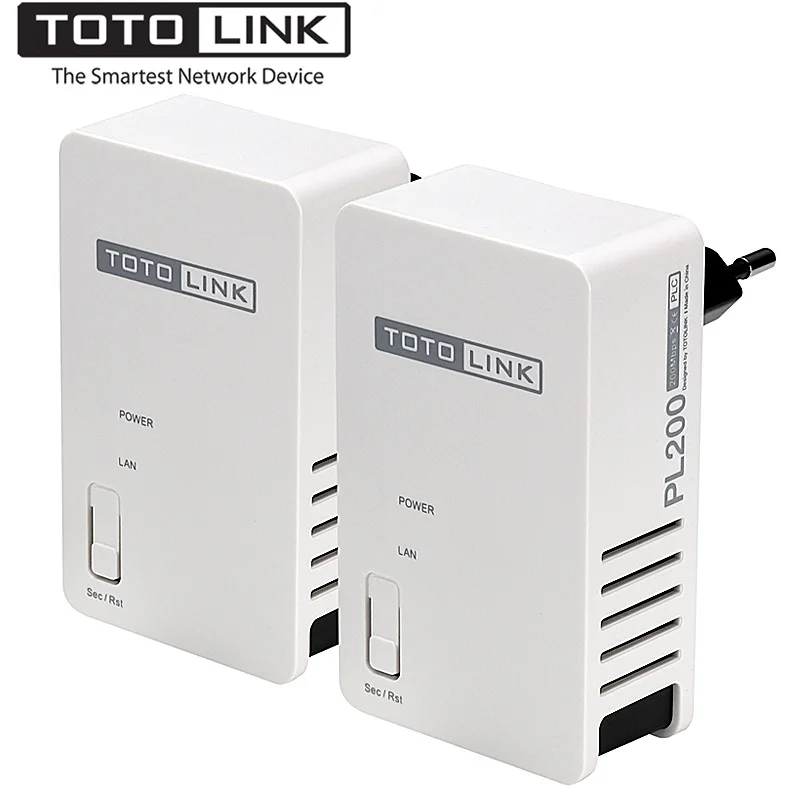 

TOTOLINK PL200 KIT 200Mbps Powerline Ethernet Adapter, up to 300 Meters Coverage, HomePlug AV Ethernet Bridge, Plug and Play