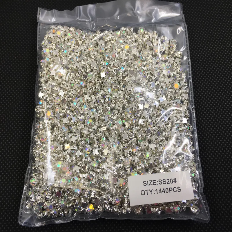 1440pcs SS20 Crystal AB Silver FlatBack Sew On Stones With Claws Silver Plated Setting Chatons Crystal Glass Stones
1440pcs SS20 Crystal AB Silver FlatBack Sew On Stones With Claws Silver Plated Setting Chatons Crystal Glass Stones