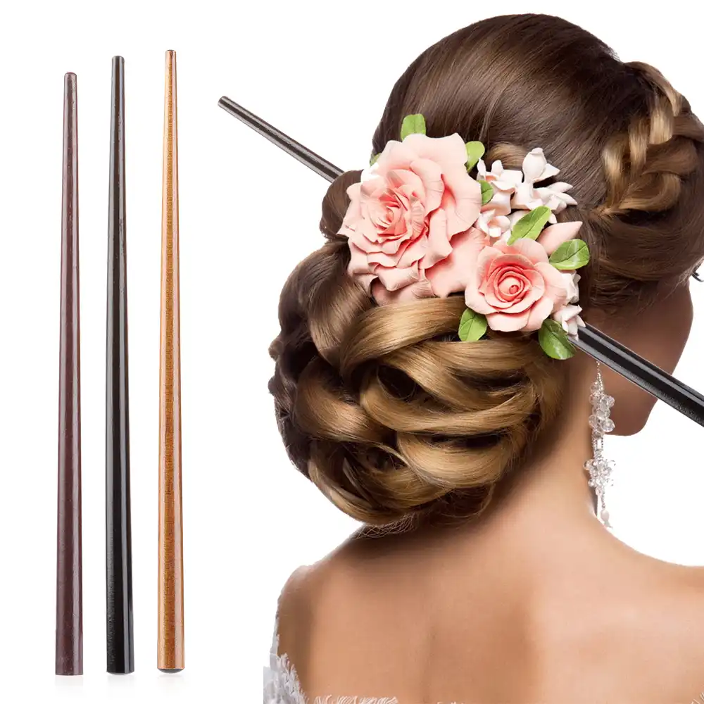 1pcs Wooden Hair Sticks Straight Pointed Natural Hairpin Hair