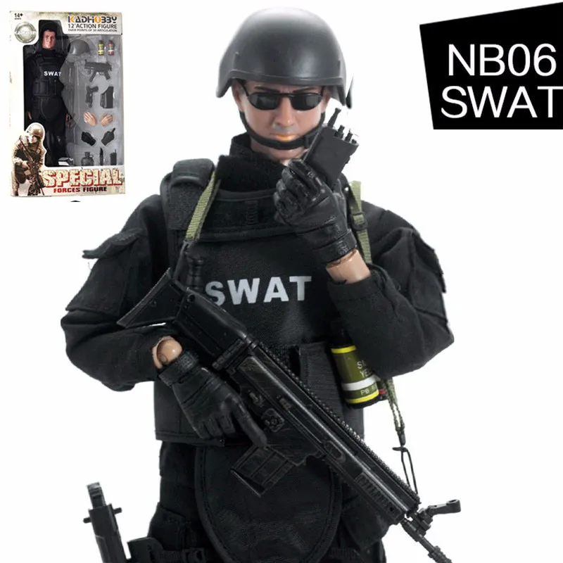 1//6 Soldier SWAT Black Uniform Model Toys Military Army Suit 12/'/' Figure Doll