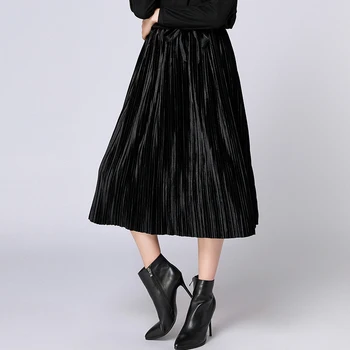 Women Pleated Black Skirt Autumn Winter Plus Size 2018 High Elastic Waisted Skinny Female Oversized Velvet Pleat Skirt 4XL
Women Pleated Black Skirt Autumn Winter Plus Size 2018 High Elastic Waisted Skinny Female Oversized Velvet Pleat Skirt 4XL