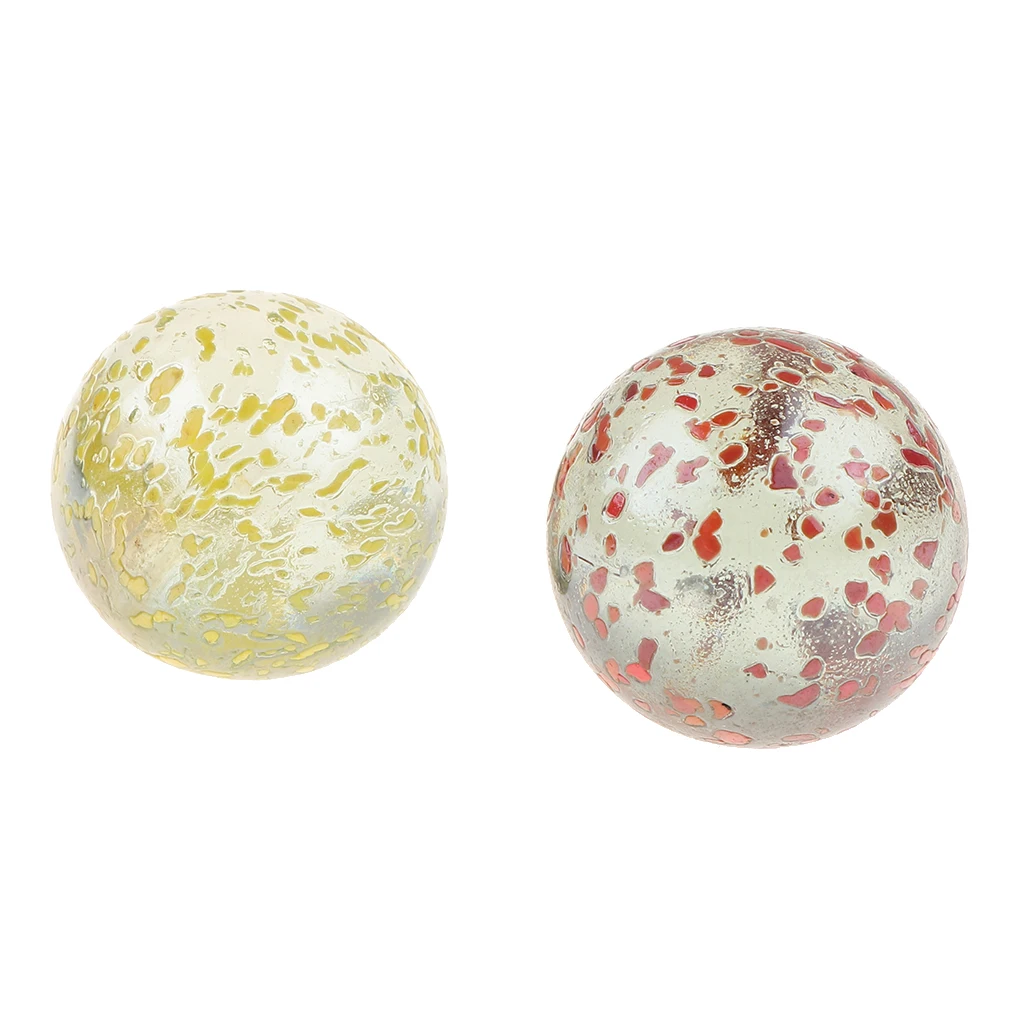 2Pcs 35mm Kids DIY Craft Glass Balls Marbles Yellow & Red Patterned Glass Beads, Collectibles Set of game replacment marbles