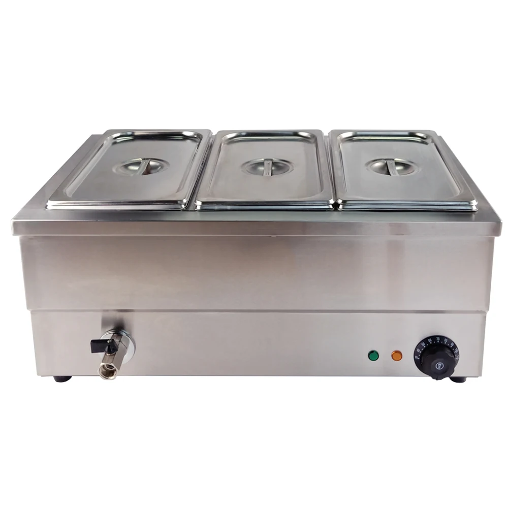 3-tanks DULONG Commercial Use Stainless Steel Bain Marie for Heating Food Bread Soup Dishes Warming Steam Warmer
3-tanks DULONG Commercial Use Stainless Steel Bain Marie for Heating Food Bread Soup Dishes Warming Steam Warmer