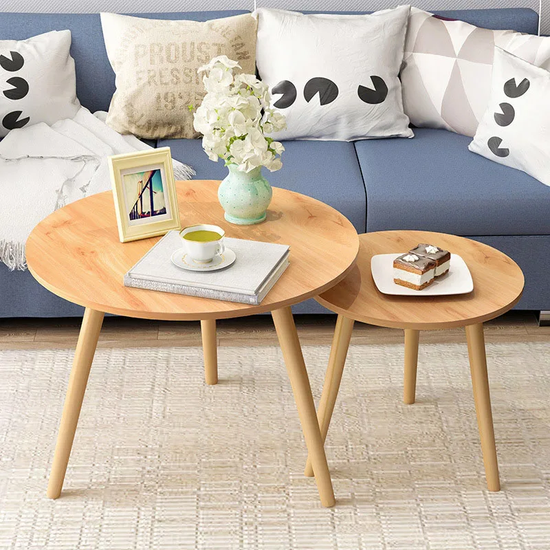 Скандинавский маленький круглый стол современный минималистичный диван